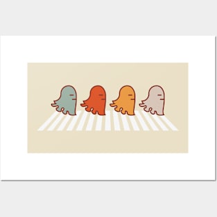 Vintage Cute Ghost Crossing Road Posters and Art